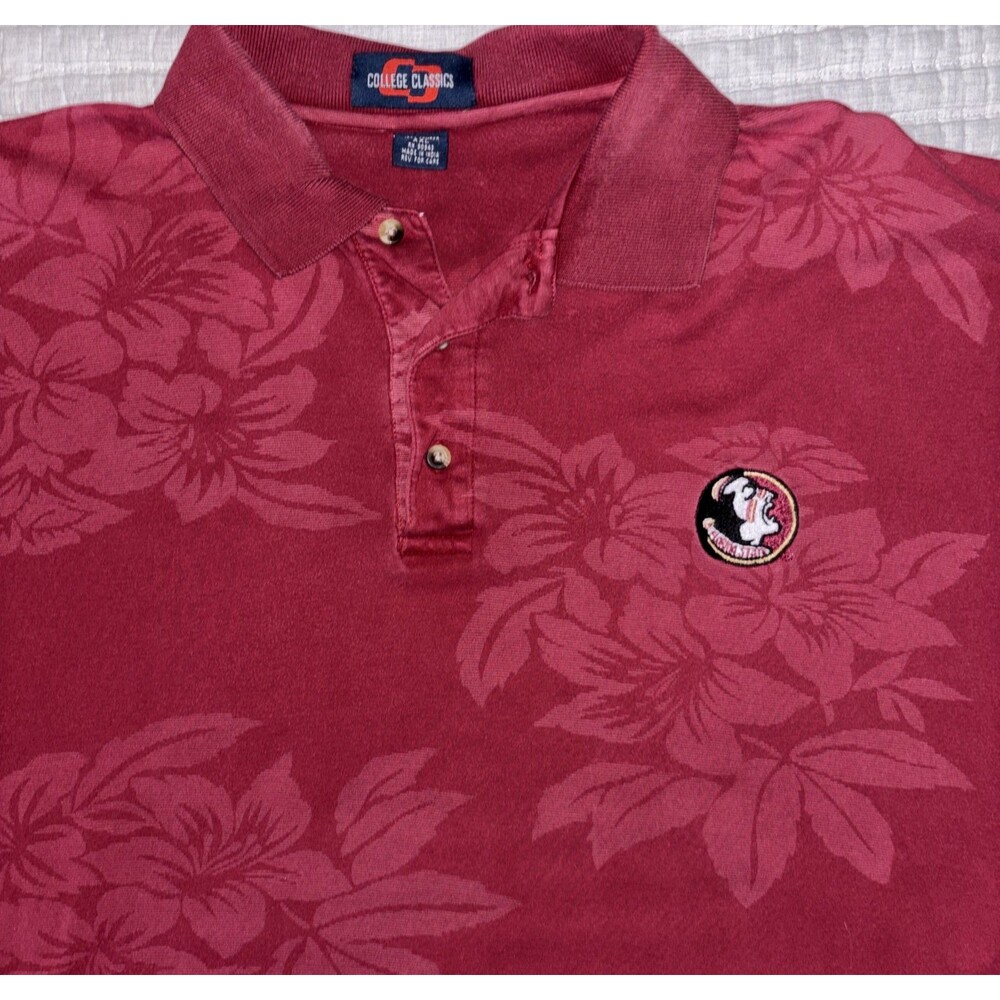 Vintage Florida State Seminoles College Classics Floral Polo Shirt Men’s XXL